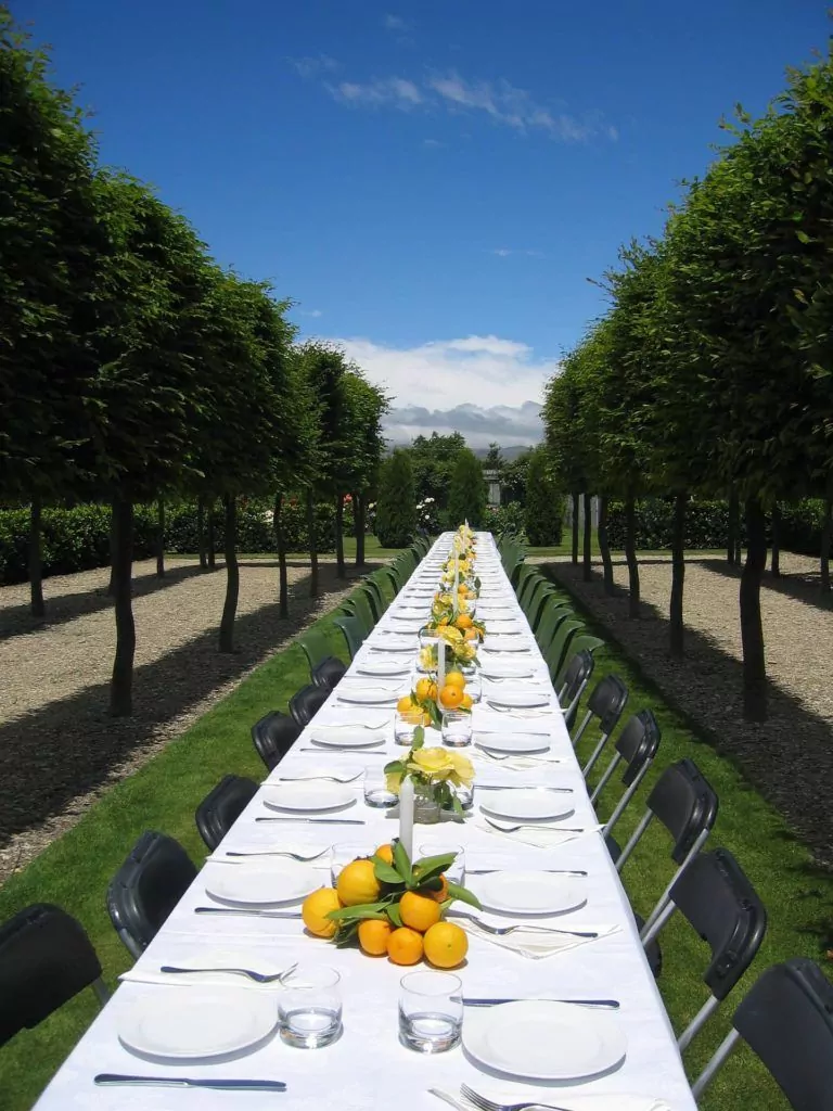 Frutas para decoración de mesas de bodas