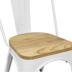 Silla TOLIX COLOR BLANCO ASIENTO MADERA - Ref ST0003-BM