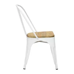 Silla TOLIX COLOR BLANCO ASIENTO MADERA - Ref ST0003-BM