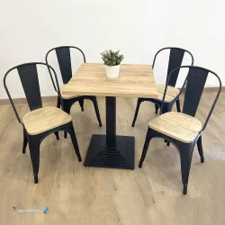 Silla TOLIX COLOR NEGRO MATE ASIENTO MADERA - Ref ST0003-NM