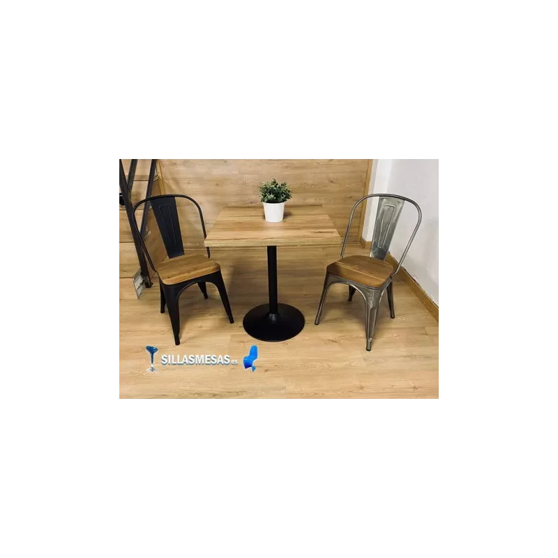 Silla TOLIX COLOR NEGRO MATE ASIENTO MADERA - Ref ST0003-NM