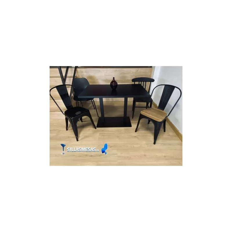 Silla TOLIX COLOR NEGRO MATE ASIENTO MADERA - Ref ST0003-NM