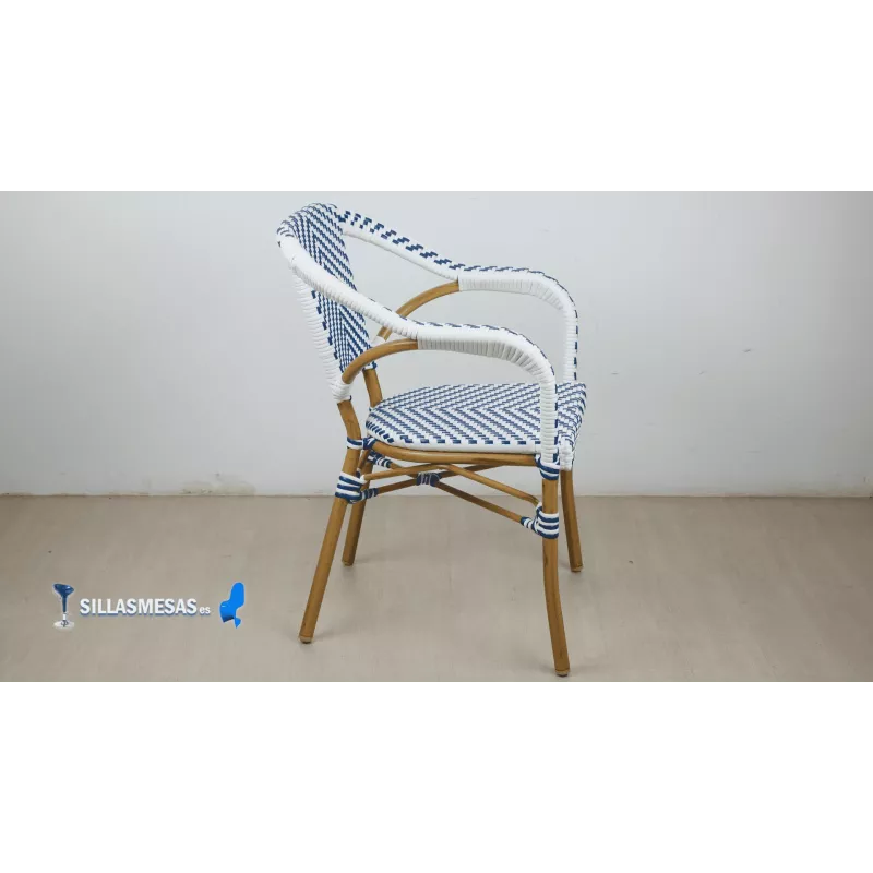 Sillón hosteleria estilo PARISINO , color azul y blanco - Ref M-0001-AB