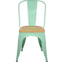 Silla TOLIX COLOR VERDE MENTA ASIENTO MADERA