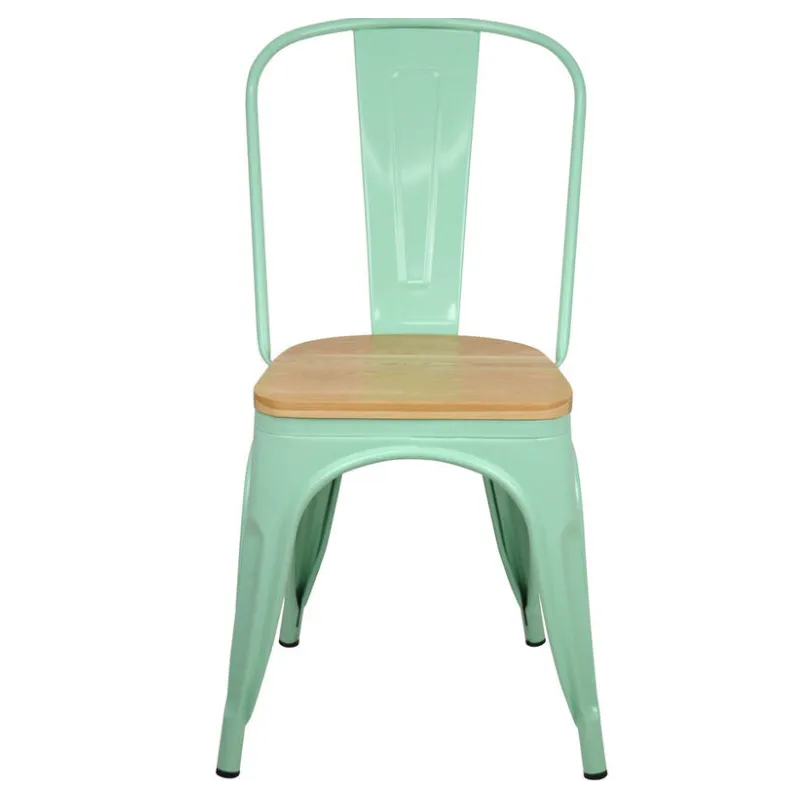 Silla TOLIX COLOR VERDE MENTA ASIENTO MADERA