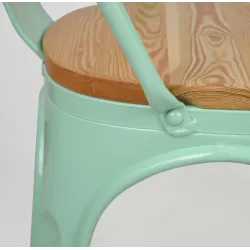 Silla TOLIX COLOR VERDE MENTA ASIENTO MADERA