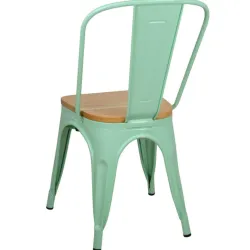 Silla TOLIX COLOR VERDE MENTA ASIENTO MADERA