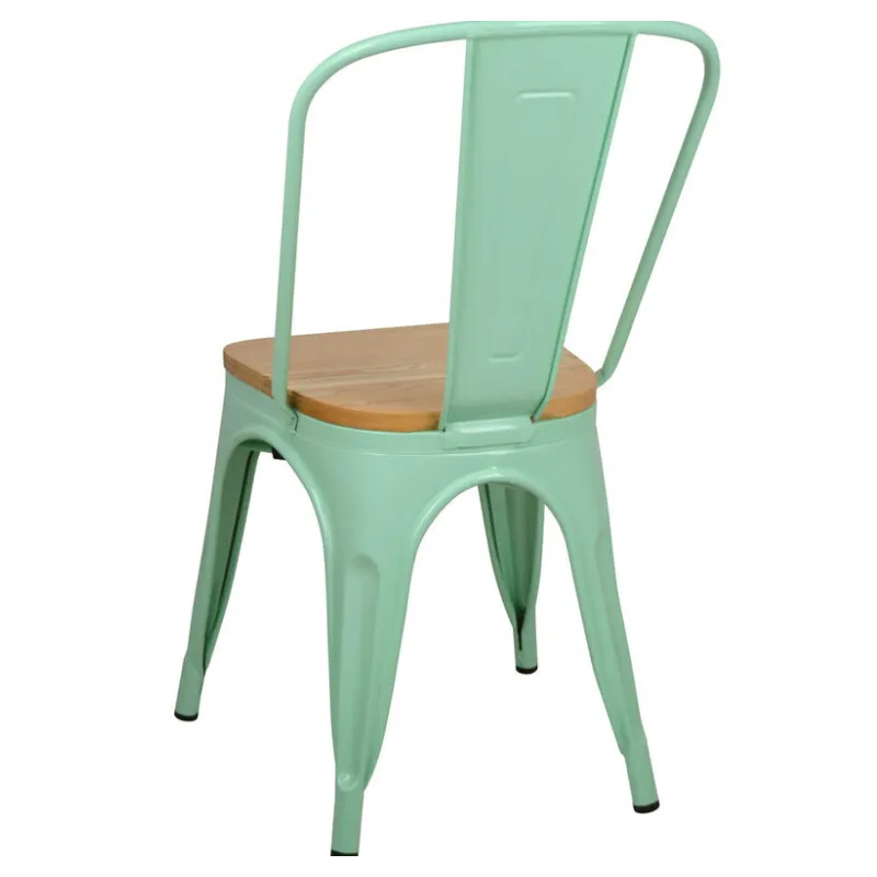 Silla TOLIX COLOR VERDE MENTA ASIENTO MADERA