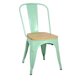 Silla TOLIX COLOR VERDE MENTA ASIENTO MADERA